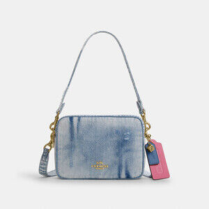 BNWT Coach Carey Crossbody Bag In Loved Denim With Charms